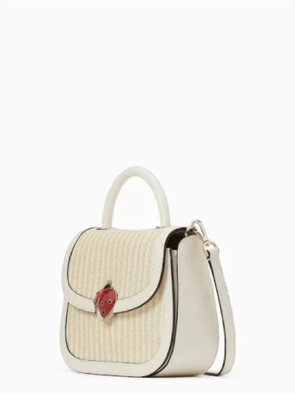 kate spade Cream Straw Top-Handle Satchel with Red Accent - Picture 8 of 10